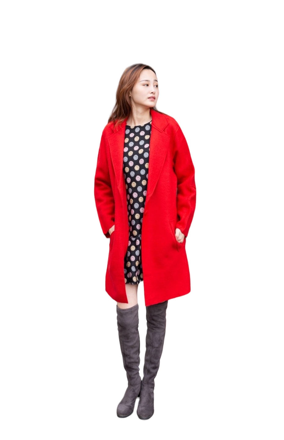 เสื้อโค้ท peacoat เสื้อโค้ทเฟอร์ โค้ทสีแแดง แบรนด์ La chapelle