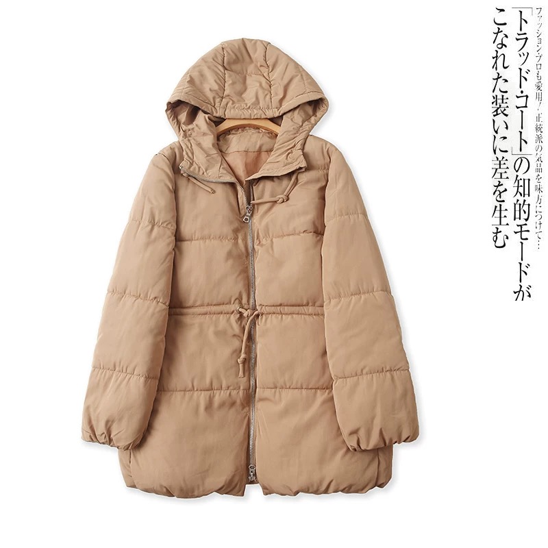 เสื้อกันหนาว เสื้อฮู้ดเฟอร์ บุนวมอุ่น สีนู้ดส้ม แบรนด์ Cranberry jeans (padded puffer coat สำเนา