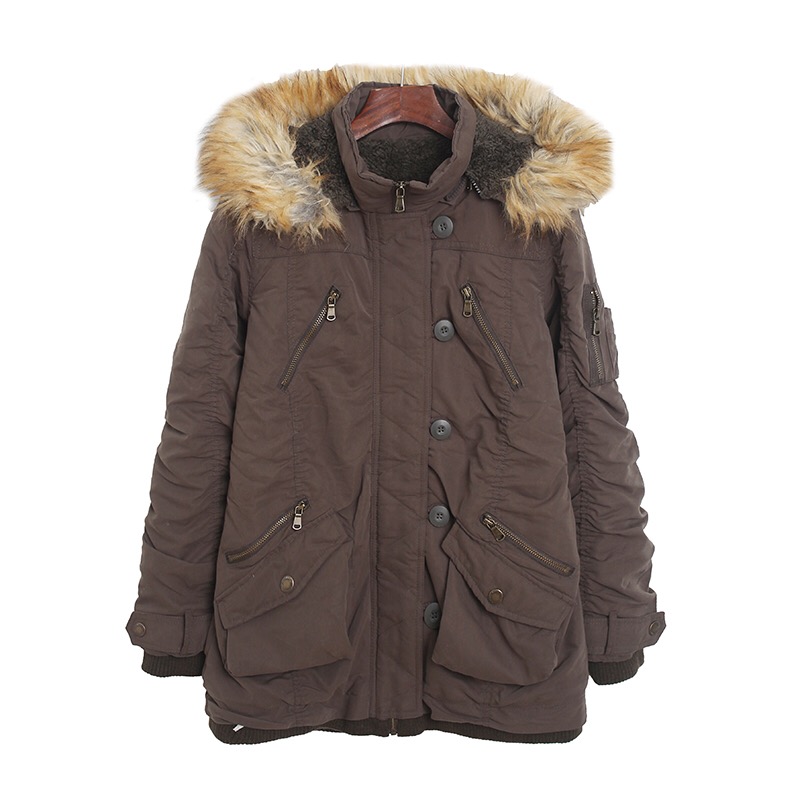 Sureve เสื้อโค้ทฮู้ดกันหนาว เสื้อปาร์กา parka แต่งเฟอร์ แบรนด์ SUREVE (3L) WY959สำเนา น้ำตาล
