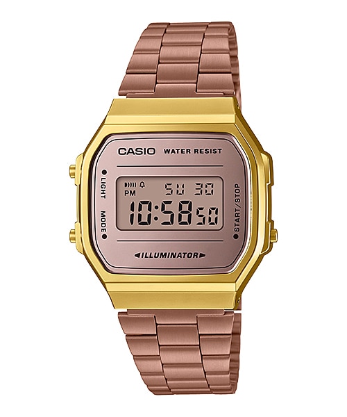 CASIO นาฬิกาคาสิโอ นาฬิกาข้อมือ นาฬิกากันน้ำ นาฬิกาของแท้ ประกันศูนย์ CMG 1 ปี รุ่น A168WECM-5D นาฬิกาสีน้ำตาล
