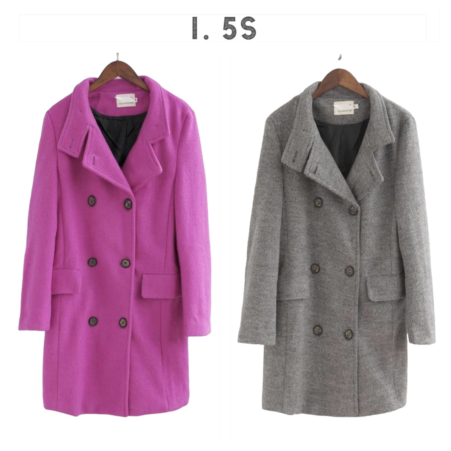 i.5S เสื้อโค้ท peacoat เสื้อโค้ทเฟอร์ โค้ทสักหลาดสีชมพูสด แบรนด์ i.5S สำเนา สำเนา สำเนา