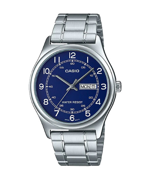 CASIO นาฬิกาคาสิโอ นาฬิกาข้อมือ นาฬิกากันน้ำ นาฬิกาของแท้ ประกันศูนย์ CMG 1 ปี รุ่น MTP-V006D-2B นาฬิกาเงิน
