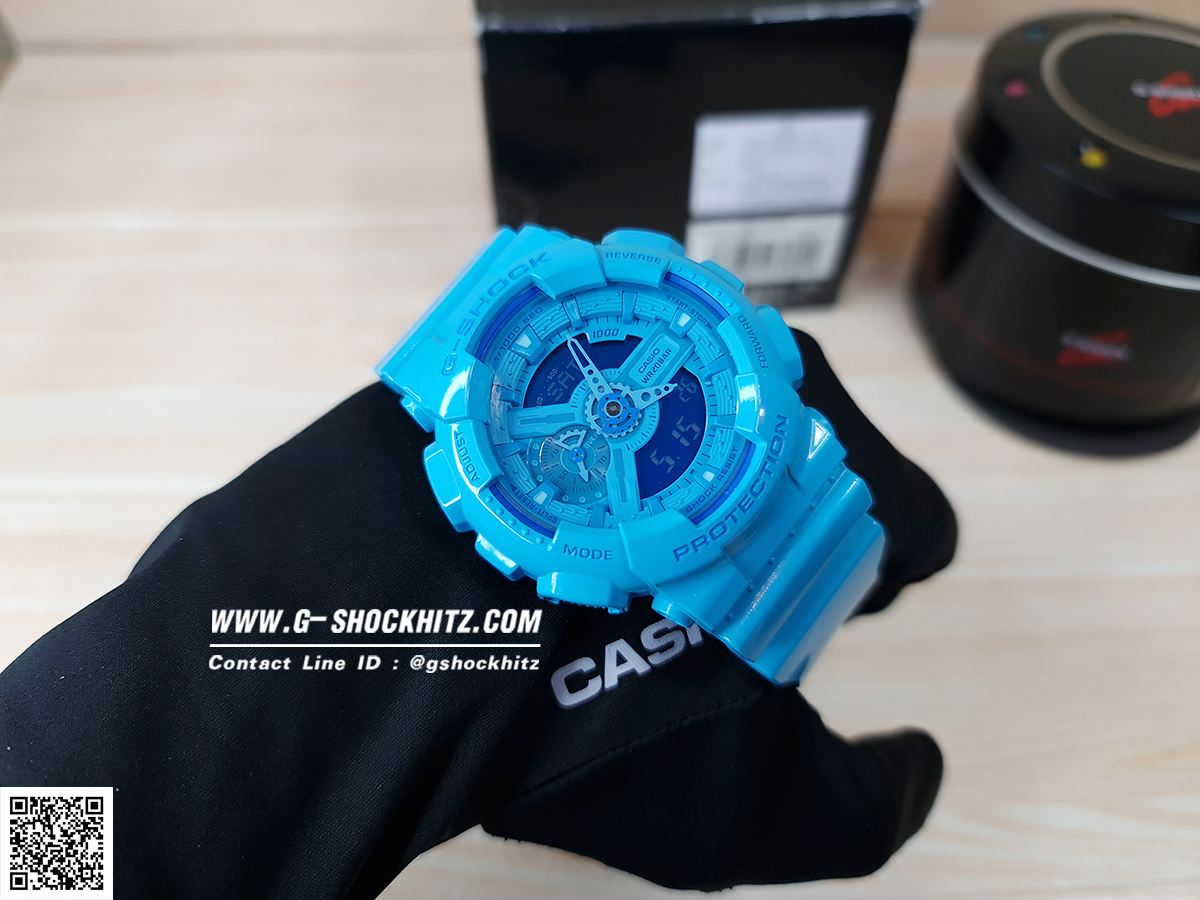 CASIO G-SHOCK G-SHOCK นาฬิกาข้อมือ นาฬิกากันน้ำ นาฬิกาของแท้ ประกันศูนย์ CMG 1 ปี รุ่น GA-110B-2 นาฬิกาสีฟ้า