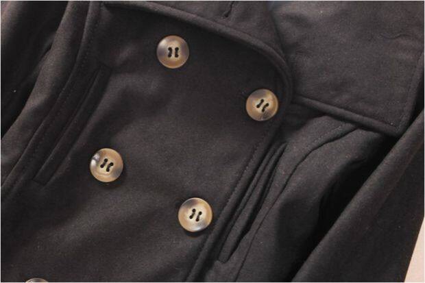 เสื้อคลุม เสื้อโค้ท coat ผ้าสักหลาด สีดำ brandname ญี่ปุ่น TREAT SUPPLYกระดุม 2 แถว แต่งคอได้2 แบบ เก๋ๆ( คอปีน/คอปก) ปกใหญ่สวยเท่ห์ แพทเทริน์เนื้อหรู สินค้าหลุดโรงงาน