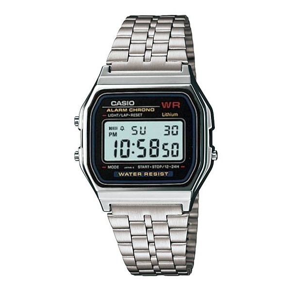 CASIO นาฬิกาคาสิโอ นาฬิกาข้อมือ นาฬิกากันน้ำ นาฬิกาของแท้ ประกันศูนย์ CMG 1 ปี รุ่น A-159W-N1DF นาฬิกาสีเงิน