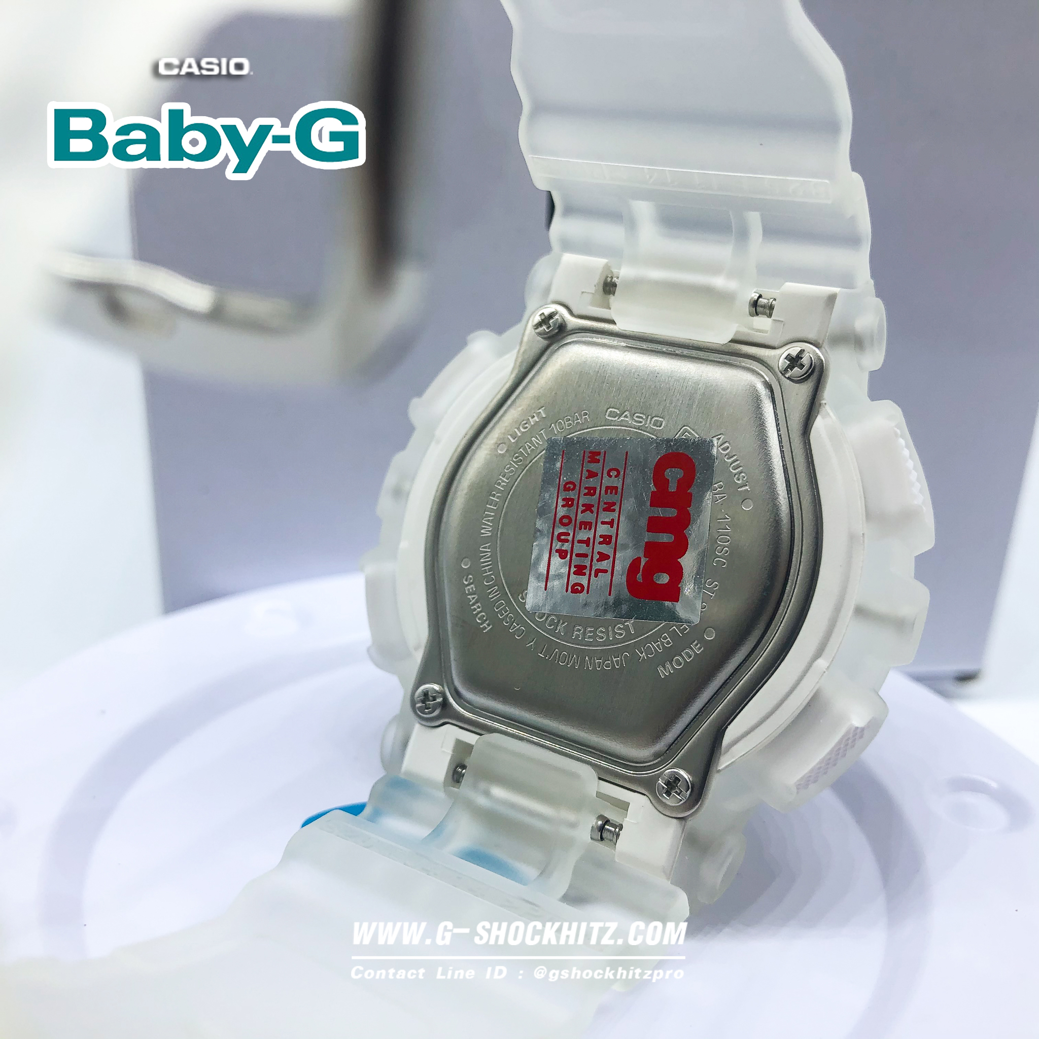 CASIO BABY-G นาฬิกาข้อมือ นาฬิกากันน้ำ นาฬิกาของแท้ ประกันศูนย์ CMG 1 ปี รุ่น BA-110SC-7A นาฬิกาสีขาว