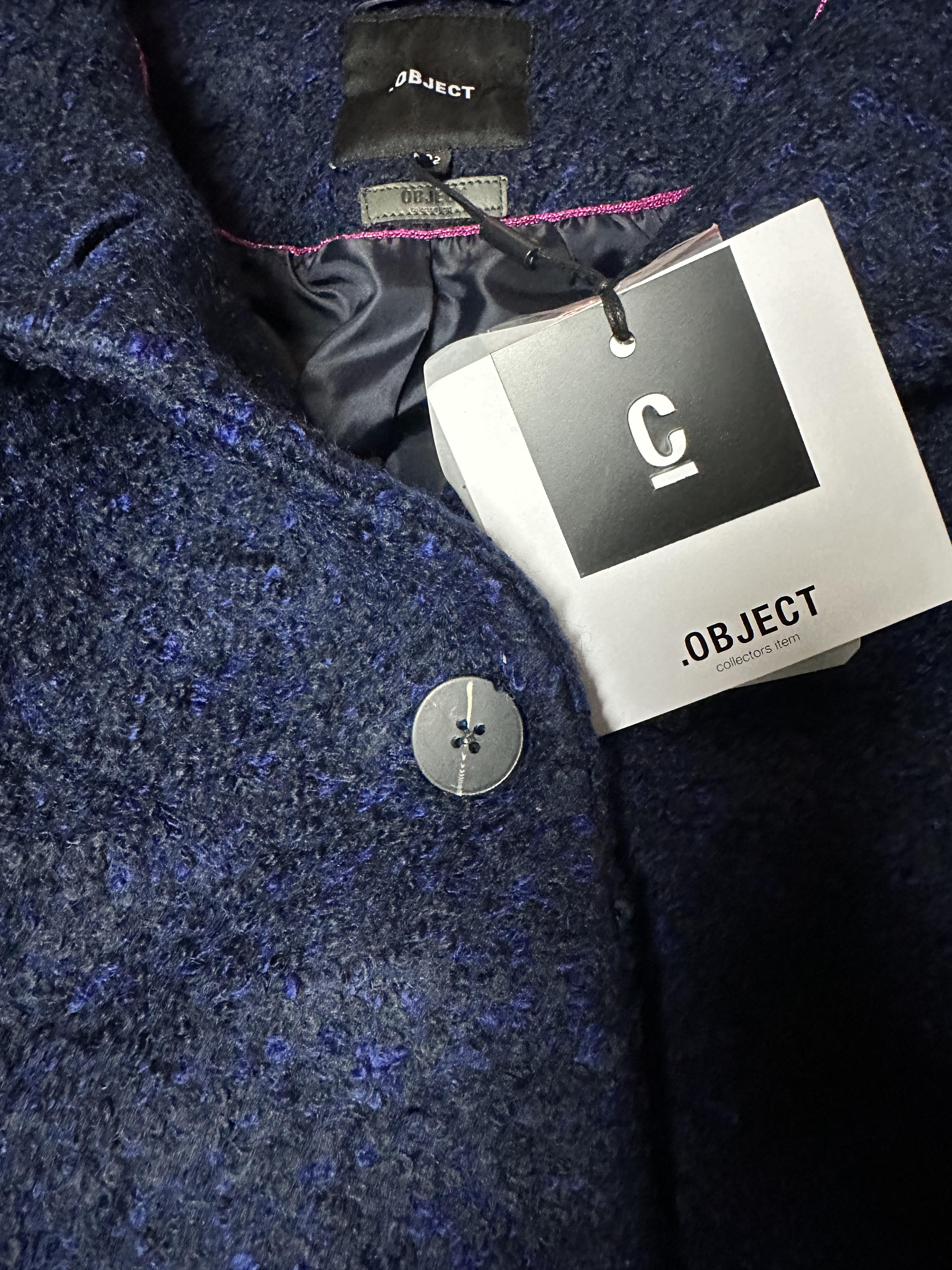 Object เสื้อโค้ท เสื้อกันหนาว เนื้อผ้าสักหลาดวูล น้ำเงินกรม แต่งกระดุมแถบ สองแถว แบรนด์ .object น้ำเงิน