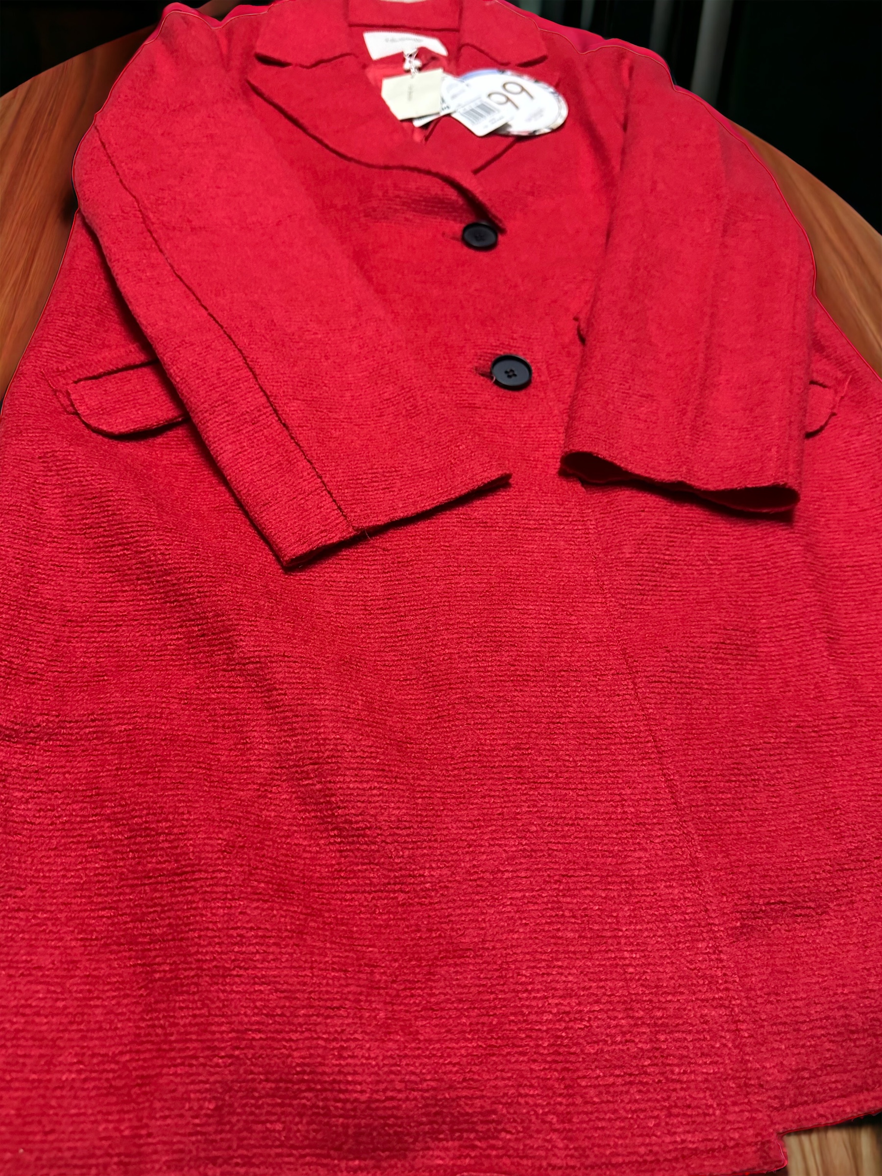 La babite เสื้อโค้ท เสื้อกันหนาว เนื้อผ้าสักหลาดวูล สีแดง แบรนด์ LA BABITE
