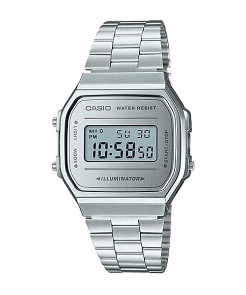 CASIO นาฬิกาคาสิโอ นาฬิกาข้อมือ นาฬิกากันน้ำ นาฬิกาของแท้ ประกันศูนย์ CMG 1 ปี รุ่น A168WEM-7 นาฬิกาสีเงิน