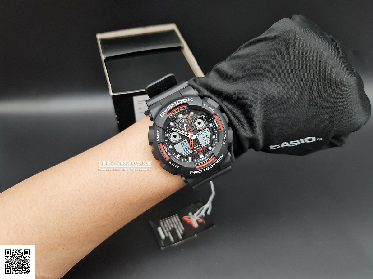 CASIO G-SHOCK นาฬิกาข้อมือ นาฬิกากันน้ำ นาฬิกาของแท้ ประกันศูนย์ CMG 1 ปี รุ่น GA-100-1A4 นาฬิกาสีดำ