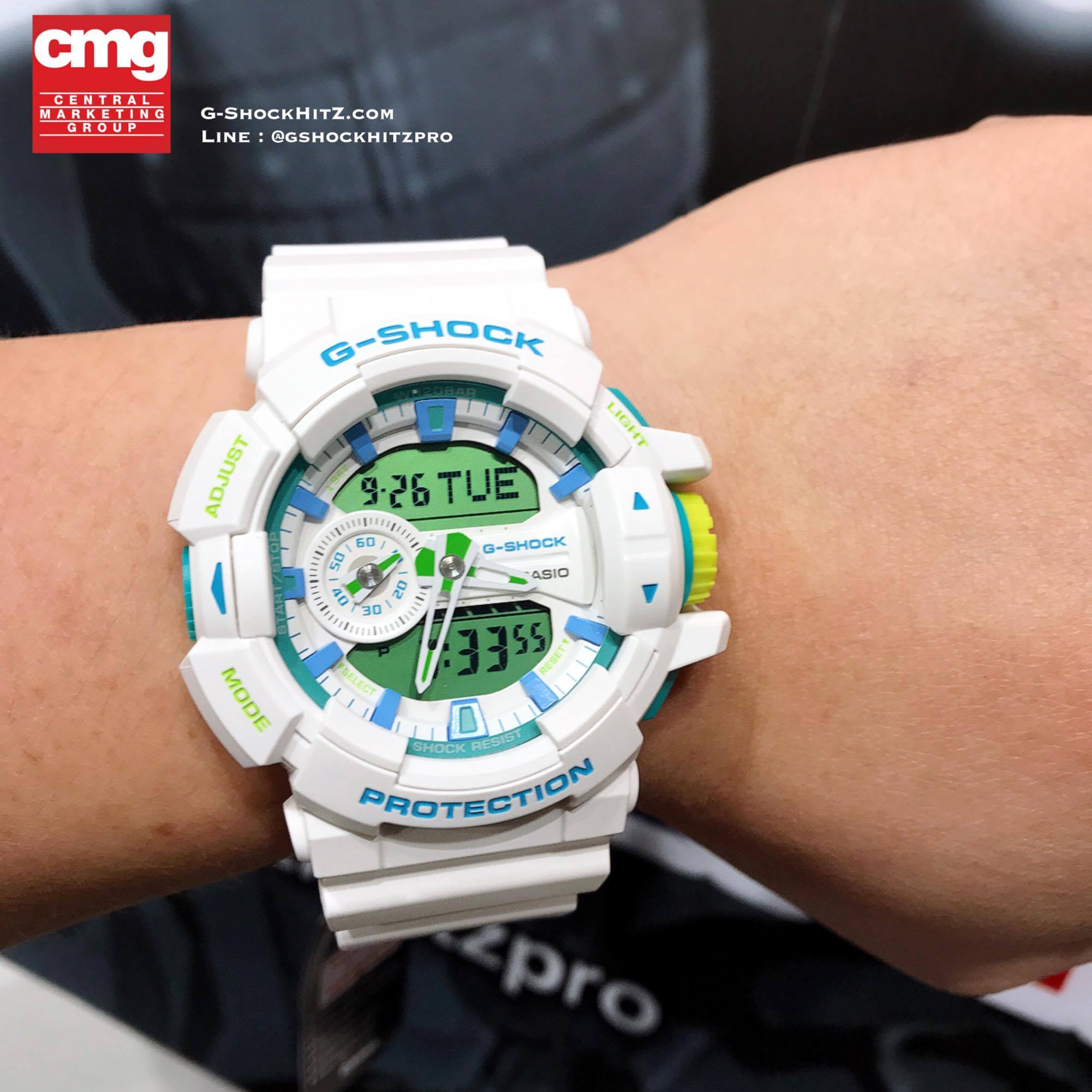 CASIO G-SHOCK นาฬิกาข้อมือ นาฬิกากันน้ำ นาฬิกาของแท้ ประกันศูนย์ CMG 1 ปี รุ่น GA-400WG-7A นาฬิกาสีขาว