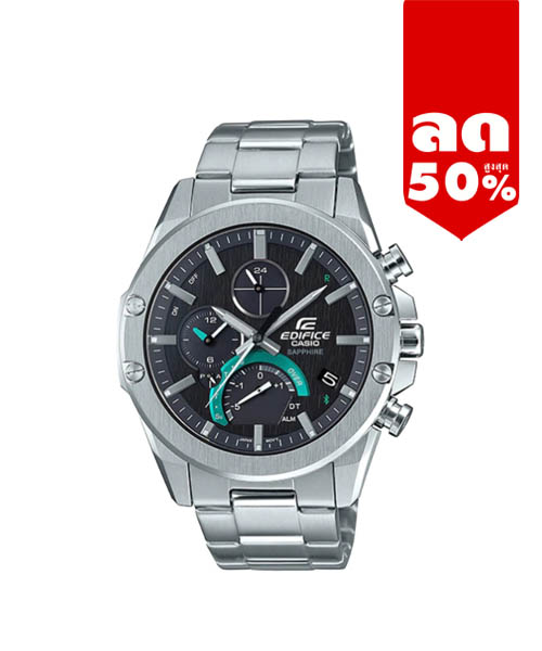 CASIO EDIFICE นาฬิกาข้อมือ นาฬิกากันน้ำ นาฬิกาของแท้ ประกันศูนย์ CMG 1 ปี รุ่น EQB-1000D-1A นาฬิกาสีเงิน