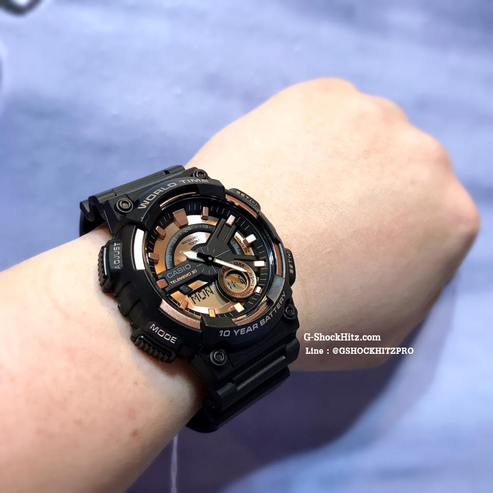 CASIO นาฬิกาคาสิโอ นาฬิกาข้อมือ นาฬิกากันน้ำ นาฬิกาของแท้ ประกันศูนย์ CMG 1 ปี รุ่น AEQ-110W-1A3 นาฬิกาสีดำ