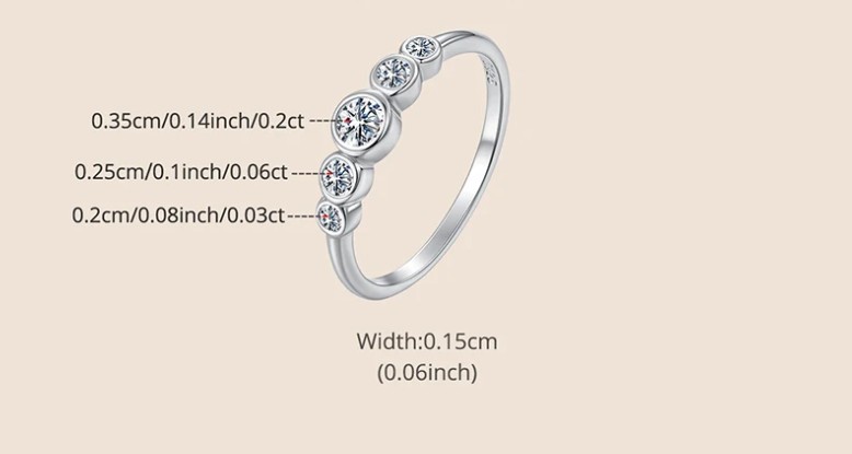 แหวนเงินแท้ 925 ฝังเพชร Moissanite เรียงกัน 5 เม็ด ไล่ระดับ สวยหรู จะใช้นิ้วชี้ นิ้วนาง ก็สวยหรู ดูแพง 496953