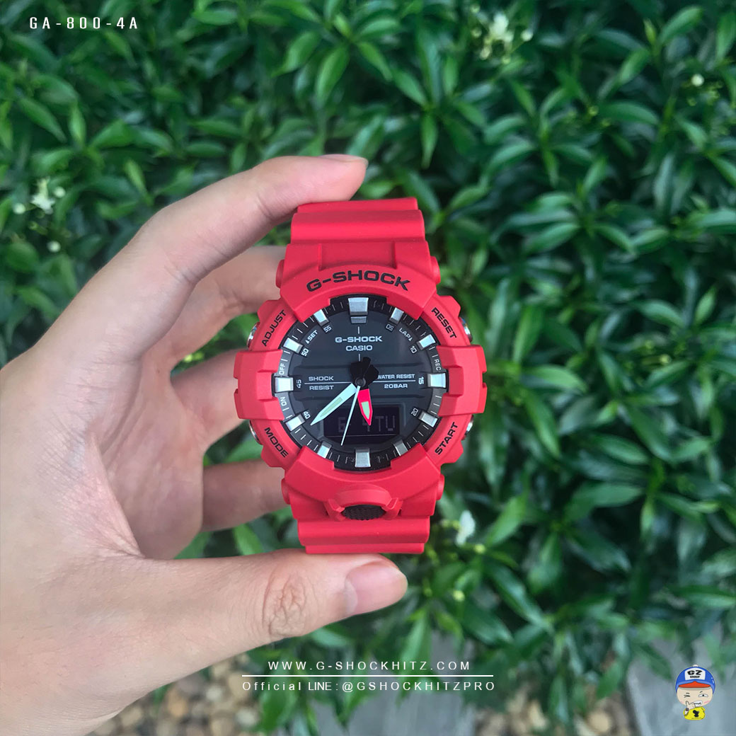 CASIO G-SHOCK นาฬิกาข้อมือ นาฬิกากันน้ำ นาฬิกาของแท้ ประกันศูนย์ CMG 1 ปี รุ่น GA-800-4A นาฬิกาสีแดง