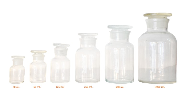 Reagent Bottle ขวดใส่สารสีขาวปากกว้างจุกแก้ว