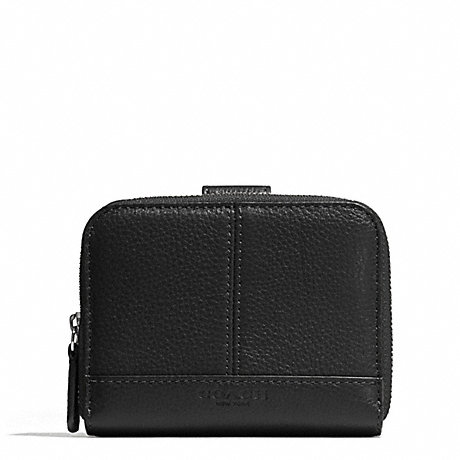 กระเป๋า COACH f51766 PARK LEATHER MEDIUM ZIP AROUND WALLET SILVER/BLACK