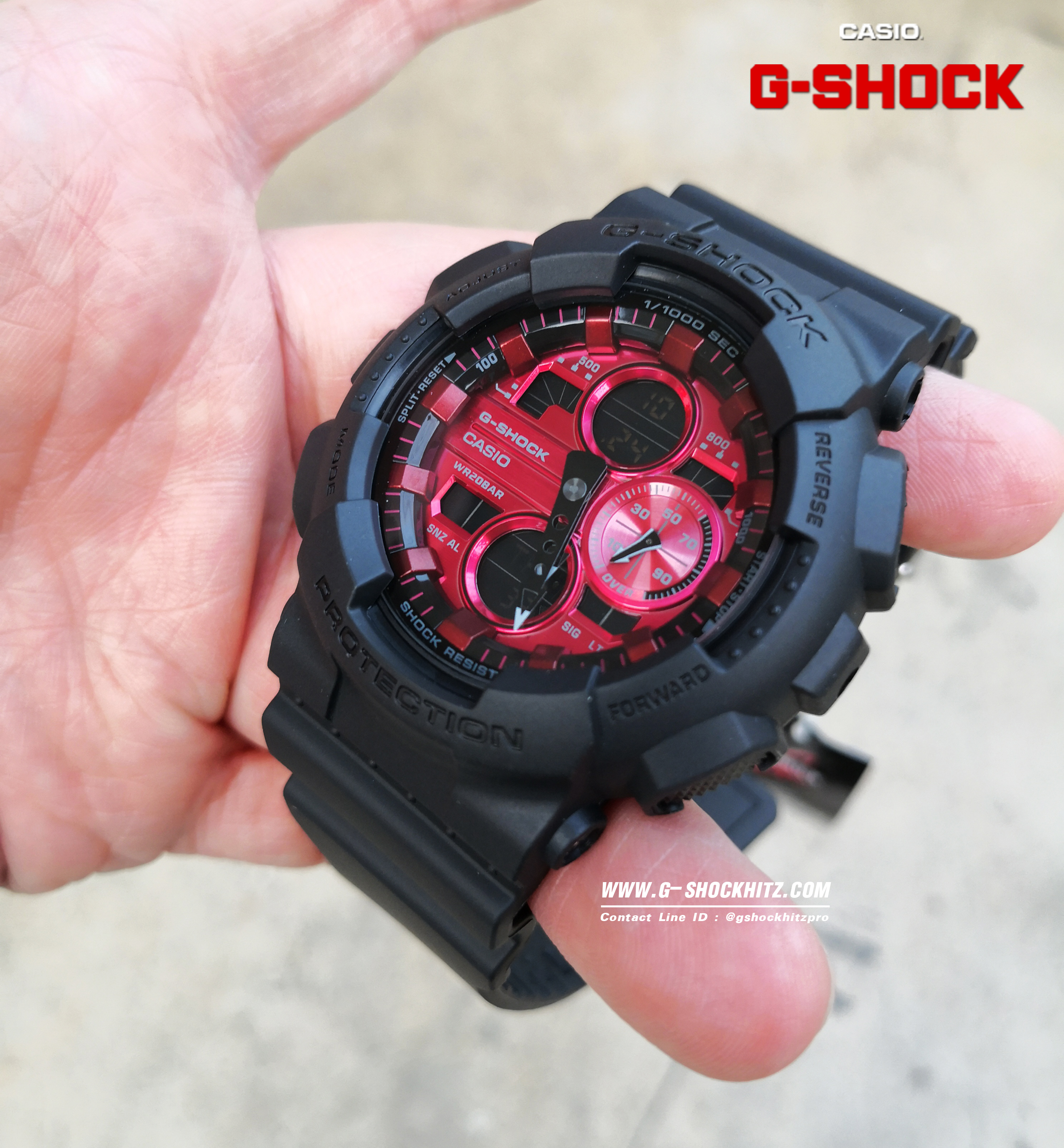 CASIO G-SHOCK นาฬิกาข้อมือ นาฬิกากันน้ำ นาฬิกาของแท้ ประกันศูนย์ CMG 1 ปี รุ่น GA-140AR-1A นาฬิกาสีดำ