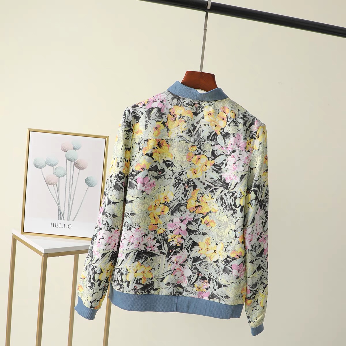 เสื้อแจ็คเก็ต เสื้อคลุม ลายดอก ปลายแขนจั๊ม สำเนา ลายดอก