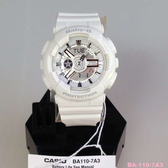 CASIO BABY-G นาฬิกาข้อมือ นาฬิกากันน้ำ นาฬิกาของแท้ ประกันศูนย์ CMG 1 ปี รุ่น BA-110-7A3 นาฬิกาสีขาว