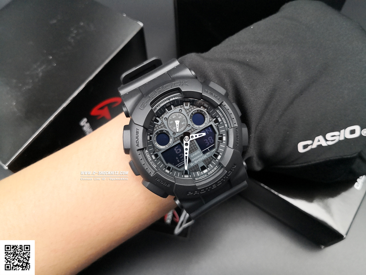 CASIO G-SHOCK นาฬิกาข้อมือ นาฬิกากันน้ำ นาฬิกาของแท้ ประกันศูนย์ CMG 1 ปี รุ่น GA-100-1A1 นาฬิกาสีดำ