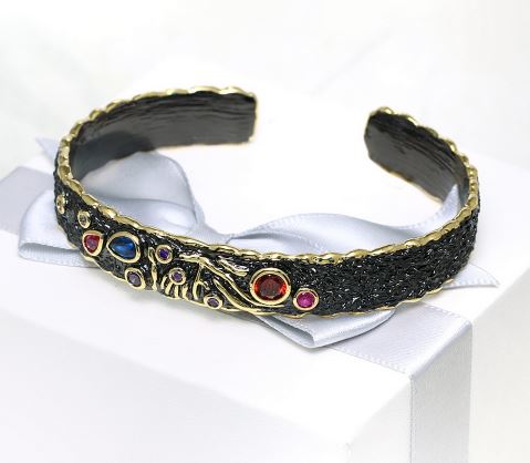 กำไลข้อมือสีดำ เทรนด์ใหม่ ใส่สวย กำไล สีดำ ฝังเพชร พลอย คริสตรัลแท้ หลากสี กำไล สวย ๆ 743064