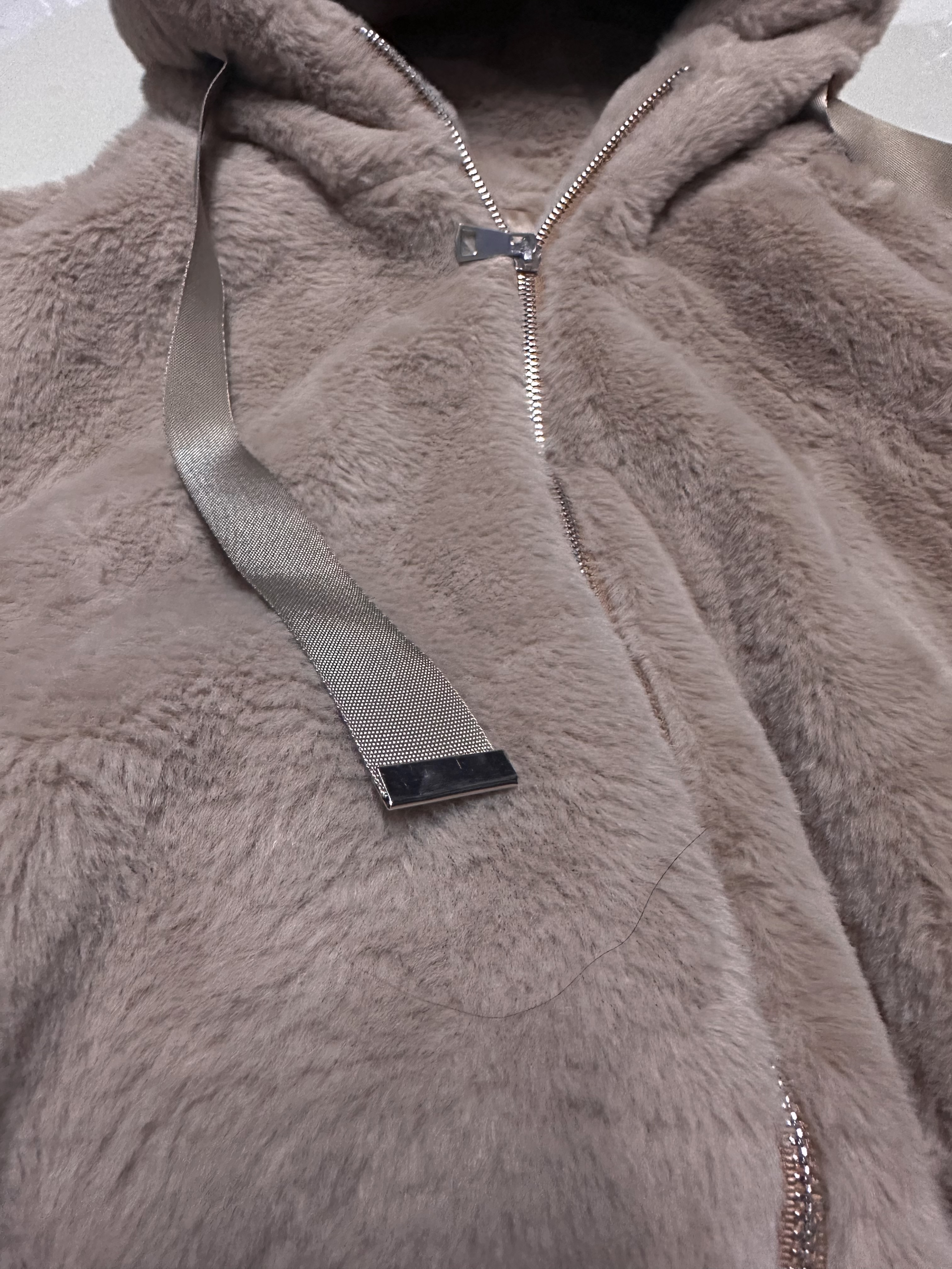 Zara เสื้อเฟอร์กันหนาว หมวกฮู้ด เสื้อขน แบรนด์zara สำเนา ดำ