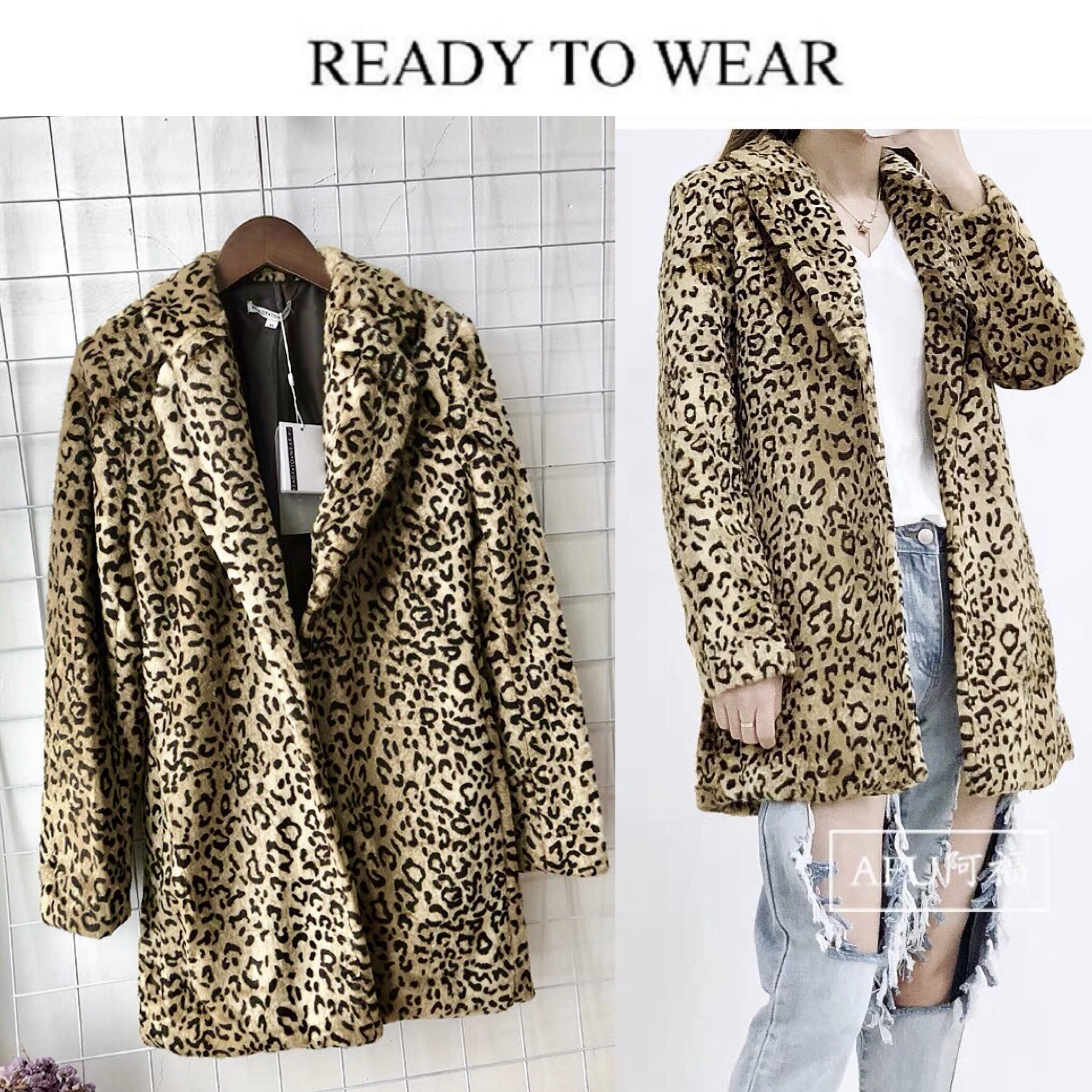 Ready to wear โค้ทลายเสือ โค้ทเฟอร์ ลายเสือดาว ขนเฟอร์ ลายเสือ