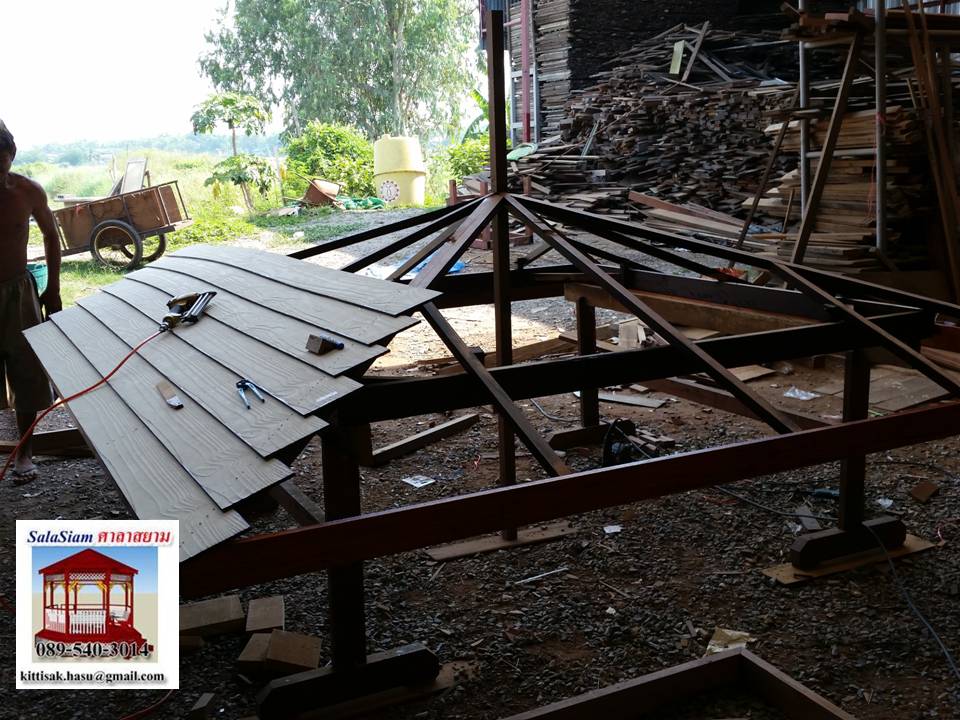 รหัสสินค้า : SL-004 : ศาลาทรงบาหลี สีเสาเหลี่ยม ขนาด 2 X 2 X 3 เมตร