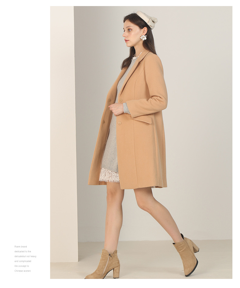 เสื้อโค้ทวูล Trench coat เสื้อโค้ทเฟอร์ โค้ทสักหลาดสีชมพูอ่อน แบรนด์ Roem