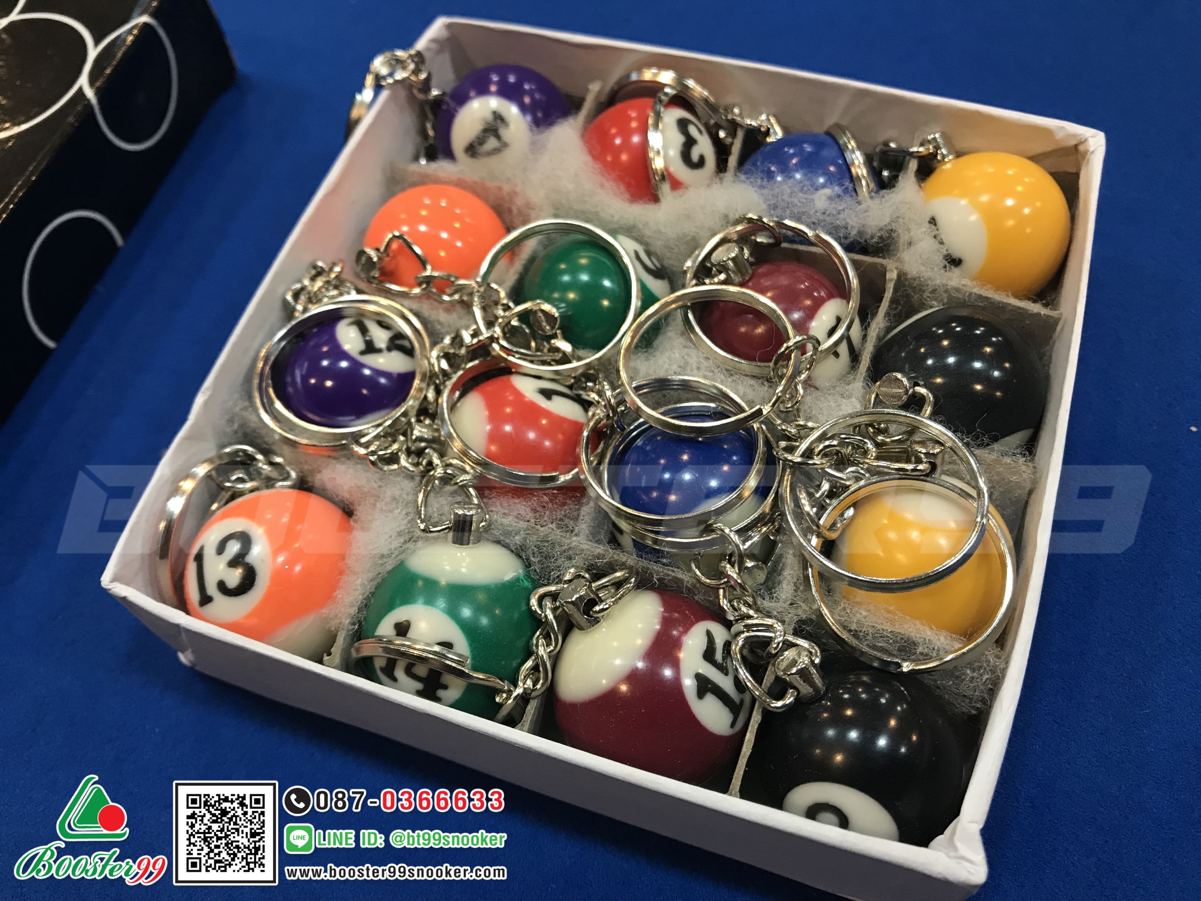 [JP15-1] พวงกุญแจ ลูกสนุกเกอร์ (1กล่อง/ 16ลูก)