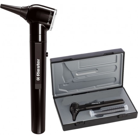 RIESTER ชุดตรวจหู Otoscope รุ่น E-Scope แบบ Fiber Optic , หลอดไฟ LED 3.7 V, ด้ามขนาด AA, มี 2 สี : ดำ, ขาว (แสงสีขาว) (สอบถามและสั่งซื้อราคาพิเศษได้ทางไลน์ @ddmedic)