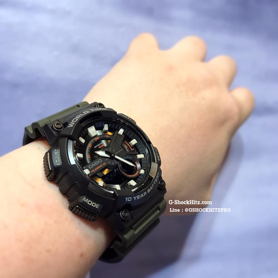 CASIO นาฬิกาคาสิโอ นาฬิกาข้อมือ นาฬิกากันน้ำ นาฬิกาของแท้ ประกันศูนย์ CMG 1 ปี รุ่น AEQ-110W-3A นาฬิกาสีดำ