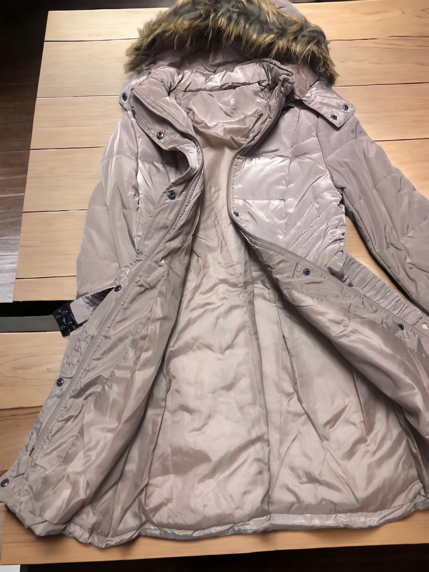 U.S. Polo ASSN. เสื้อกันหนาว เสื้อฮู้ดเฟอร์ บุนวมอุ่น สีนู้ดกะปิ แบรนด์ U.S. POLO ASSN. (padded puffer coat สำเนา กะปิ