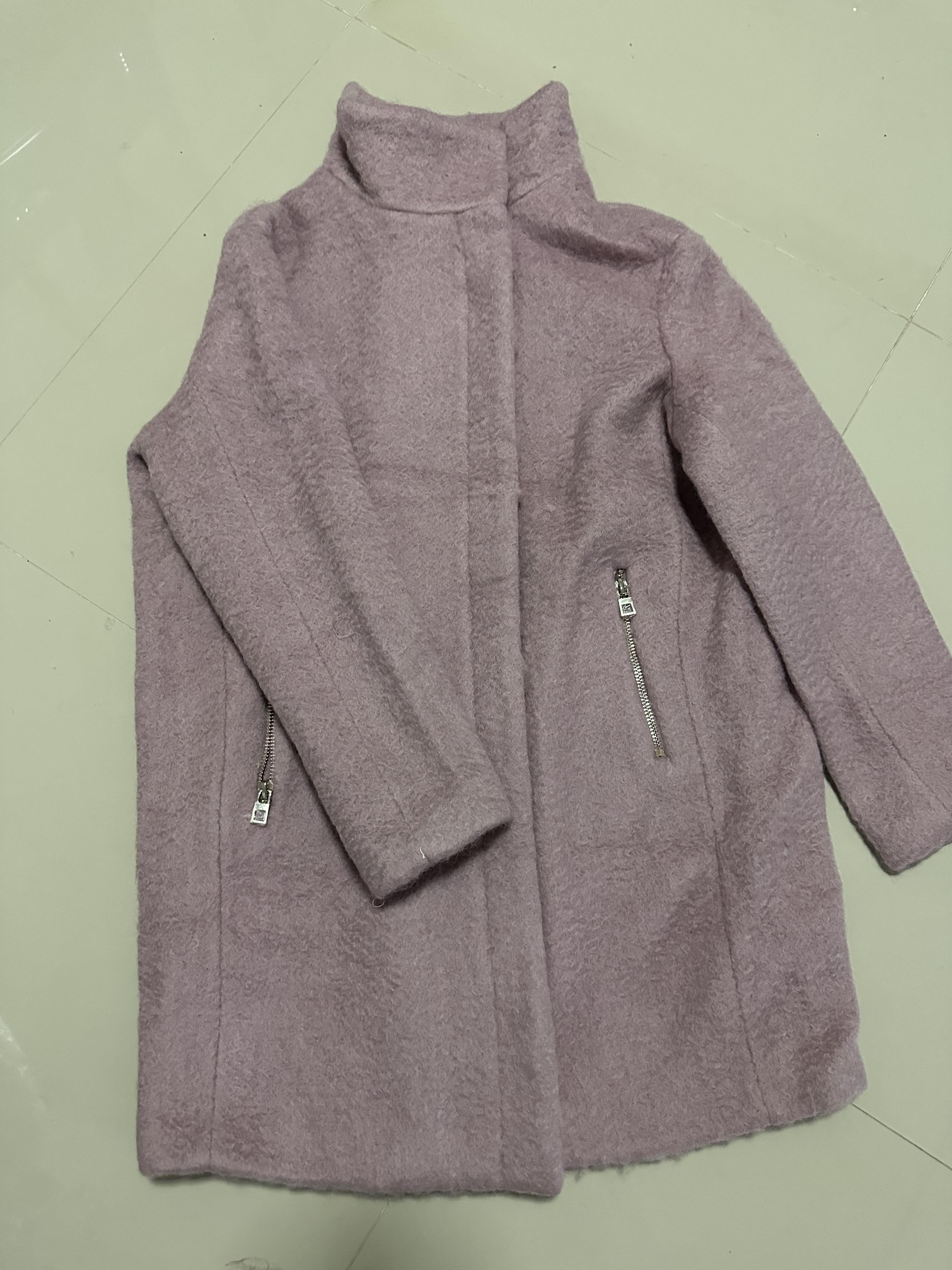 เสื้อโค้ท เสื้อกันหนาว เนื้อผ้าสักหลาด สีม่วงอ่อน แบรนด์ H&M
