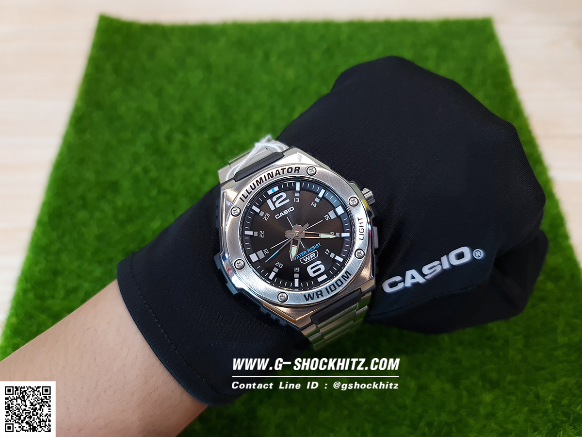 CASIO นาฬิกาคาสิโอ นาฬิกาข้อมือ นาฬิกากันน้ำ นาฬิกาของแท้ ประกันศูนย์ CMG 1 ปี รุ่น MWA-100HD-1A นาฬิกาสีเงิน