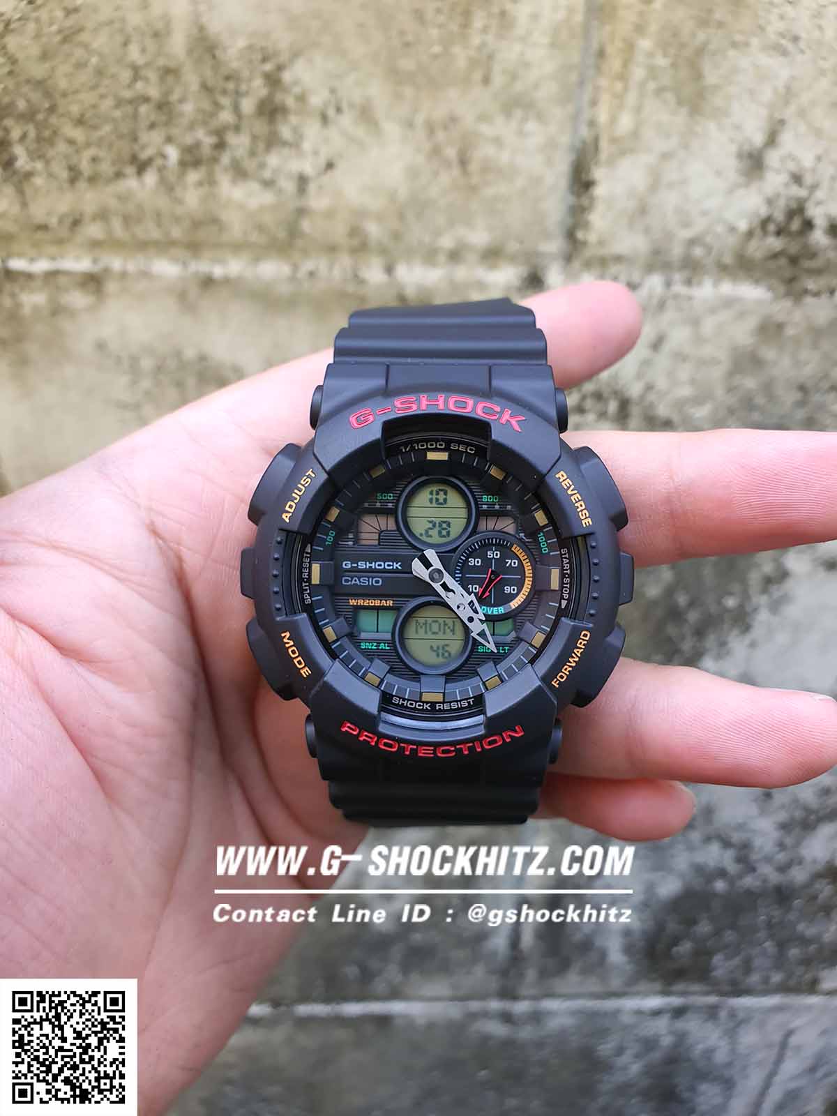 CASIO G-SHOCK นาฬิกาข้อมือ นาฬิกากันน้ำ นาฬิกาของแท้ ประกันศูนย์ CMG 1 ปี รุ่น GA-140-1A4 นาฬิกาสีดำ