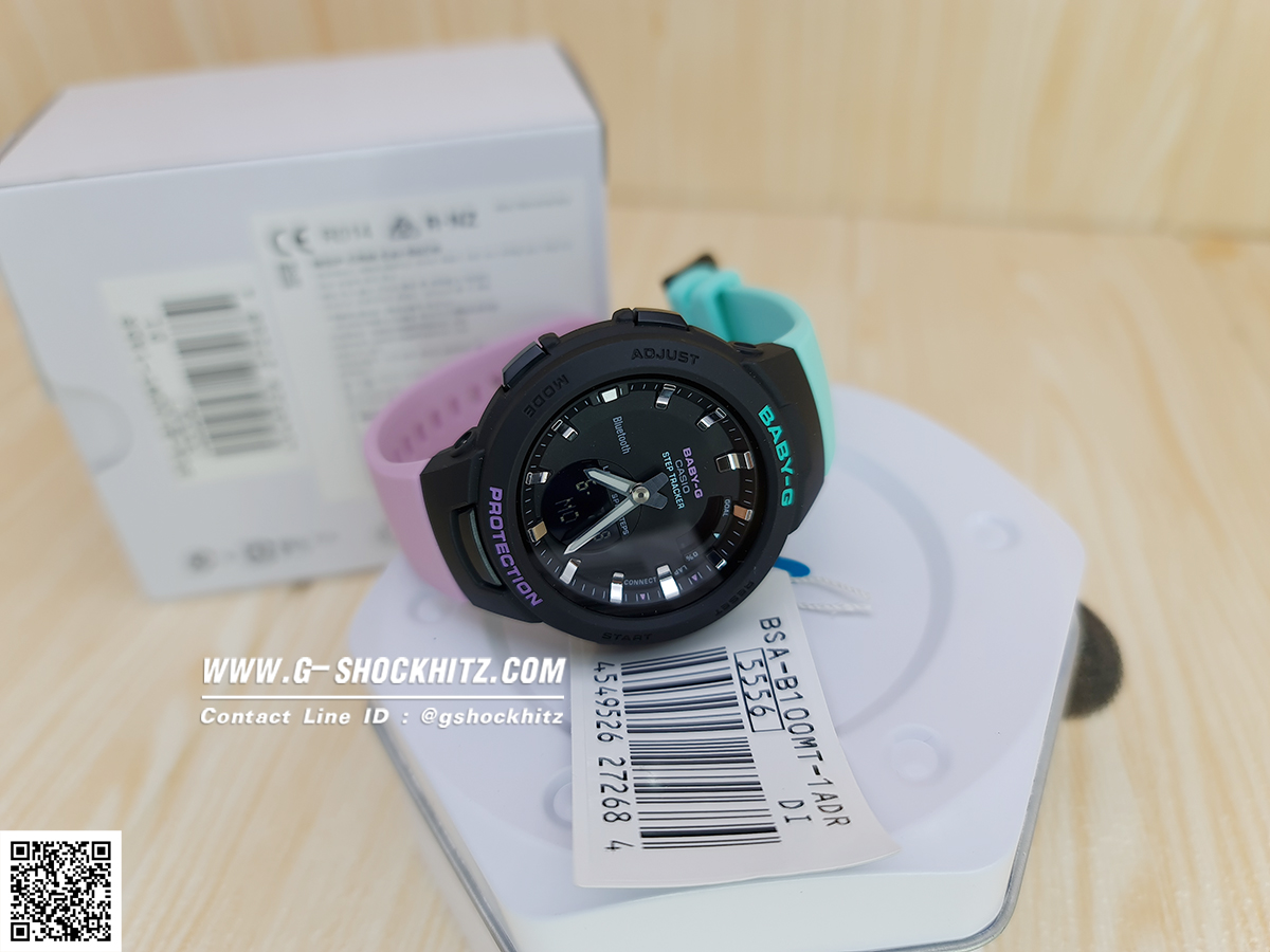 CASIO BABY-G นาฬิกาข้อมือ นาฬิกากันน้ำ นาฬิกาของแท้ ประกันศูนย์ CMG 1 ปี รุ่น BSA-B100MT-1A นาฬิกาสีดำ