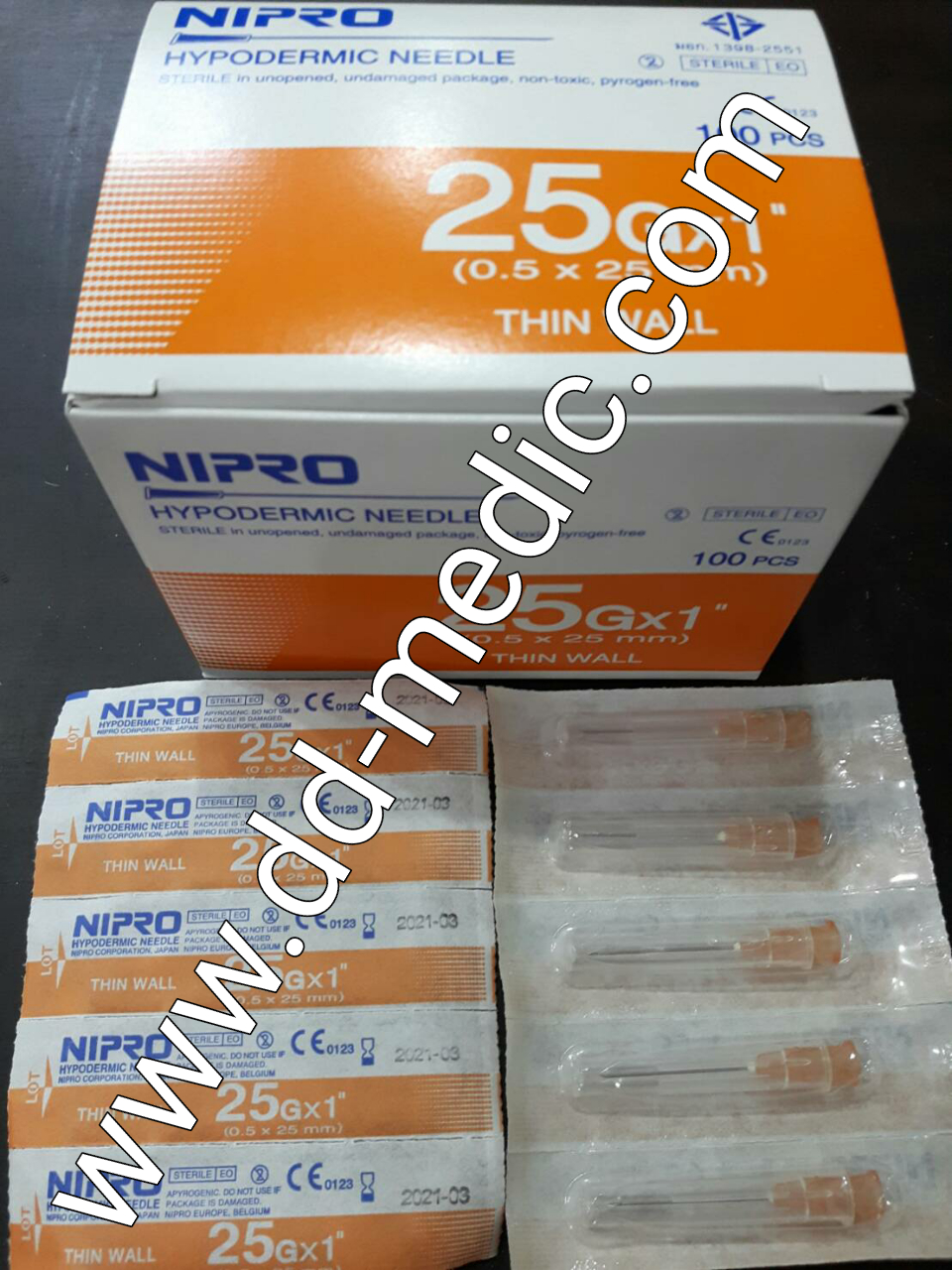 เข็มฉีดยา ยี่ห้อ นิโปร เบอร์ 25 X 5/8" กล่องละ 100 อัน