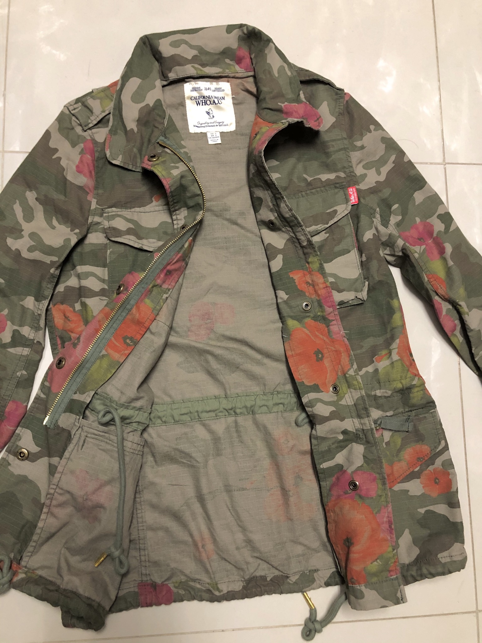 Who.au เสื้อนอกทหาร เสื้อแจ็คเก็ต ลายพรางFlora camo แนวทหาร แพทเทินสวย เท่ห์ มาก แบรนด์Who.Au คะ สำเนา สำเนา สำเนา สำเนา สำเนา เขียว