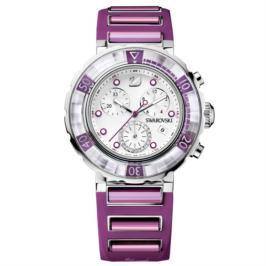 Swarovski Octea Chrono Fuchsia Ladies Steel Rubber Strap Watch White Dial - 1124157
