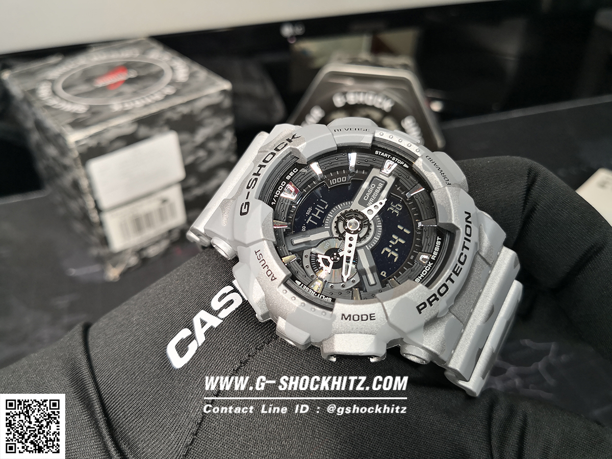 CASIO G-SHOCK นาฬิกาข้อมือ นาฬิกากันน้ำ นาฬิกาของแท้ ประกันศูนย์ CMG 1 ปี รุ่น GA-110CM-8A นาฬิกาสีเทา