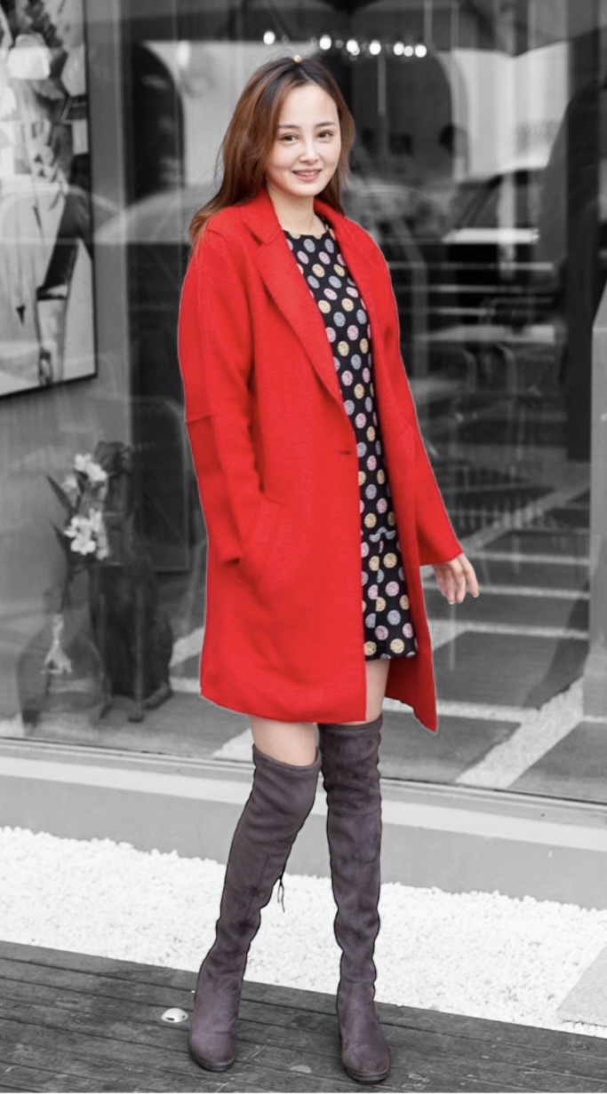เสื้อโค้ท peacoat เสื้อโค้ทเฟอร์ โค้ทสีแแดง แบรนด์ La chapelle