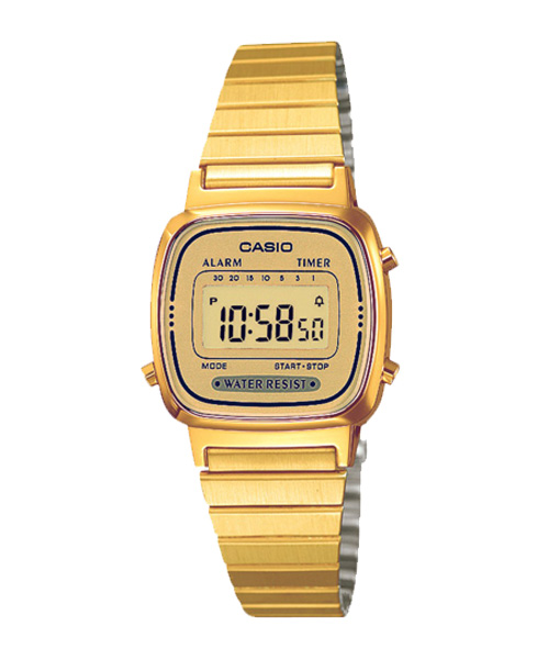 CASIO นาฬิกาคาสิโอ นาฬิกาข้อมือ นาฬิกากันน้ำ นาฬิกาของแท้ ประกันศูนย์ CMG 1 ปี รุ่น LA670WGA-9D นาฬิกาสีทอง