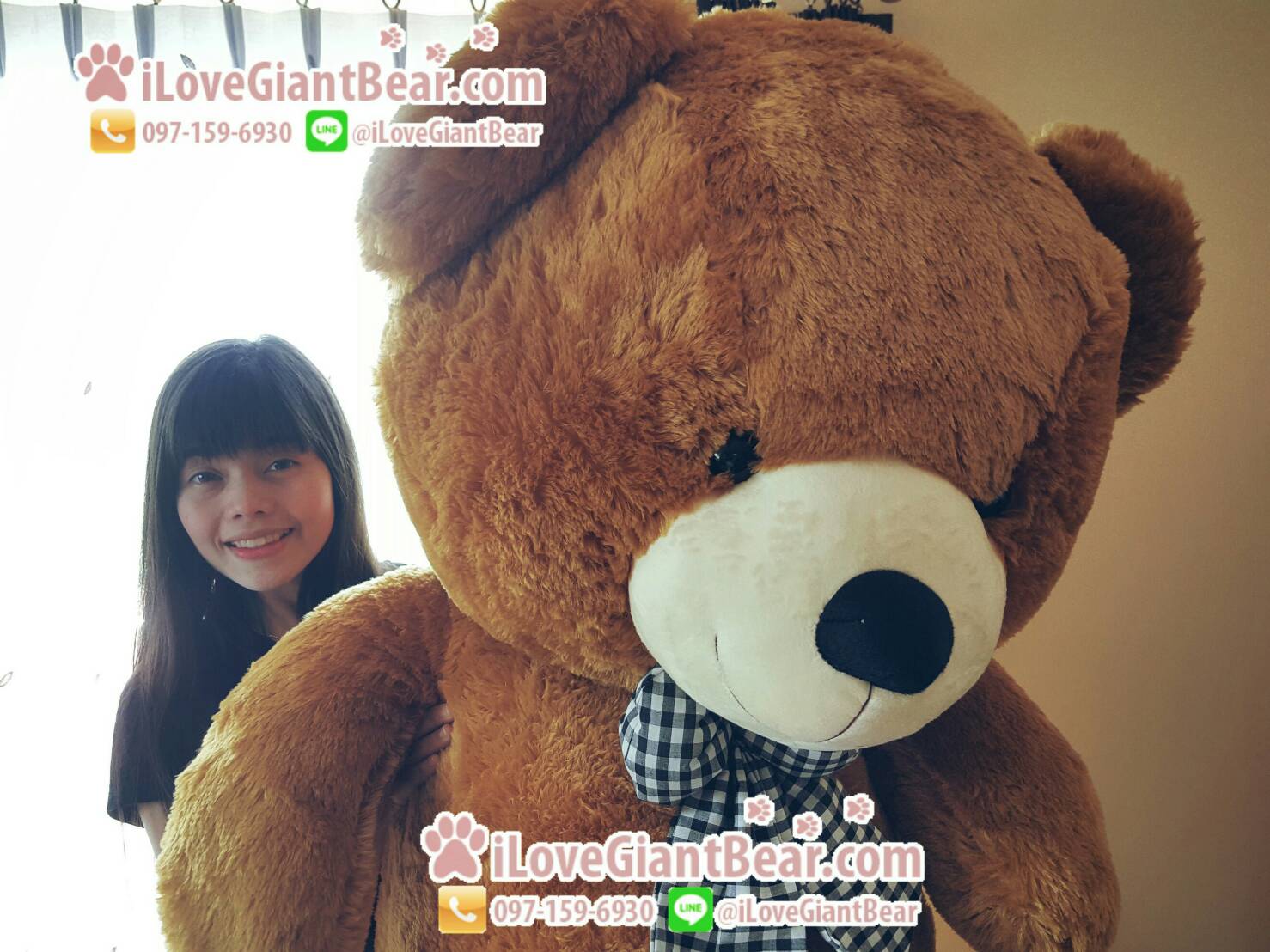 ตุ๊กตาหมีตัวใหญ่ 1.8 เมตร ไซส์หัวโต ขนนิ่ม สีน้ำตาล (คุณภาพ เกรดขึ้นห้าง)