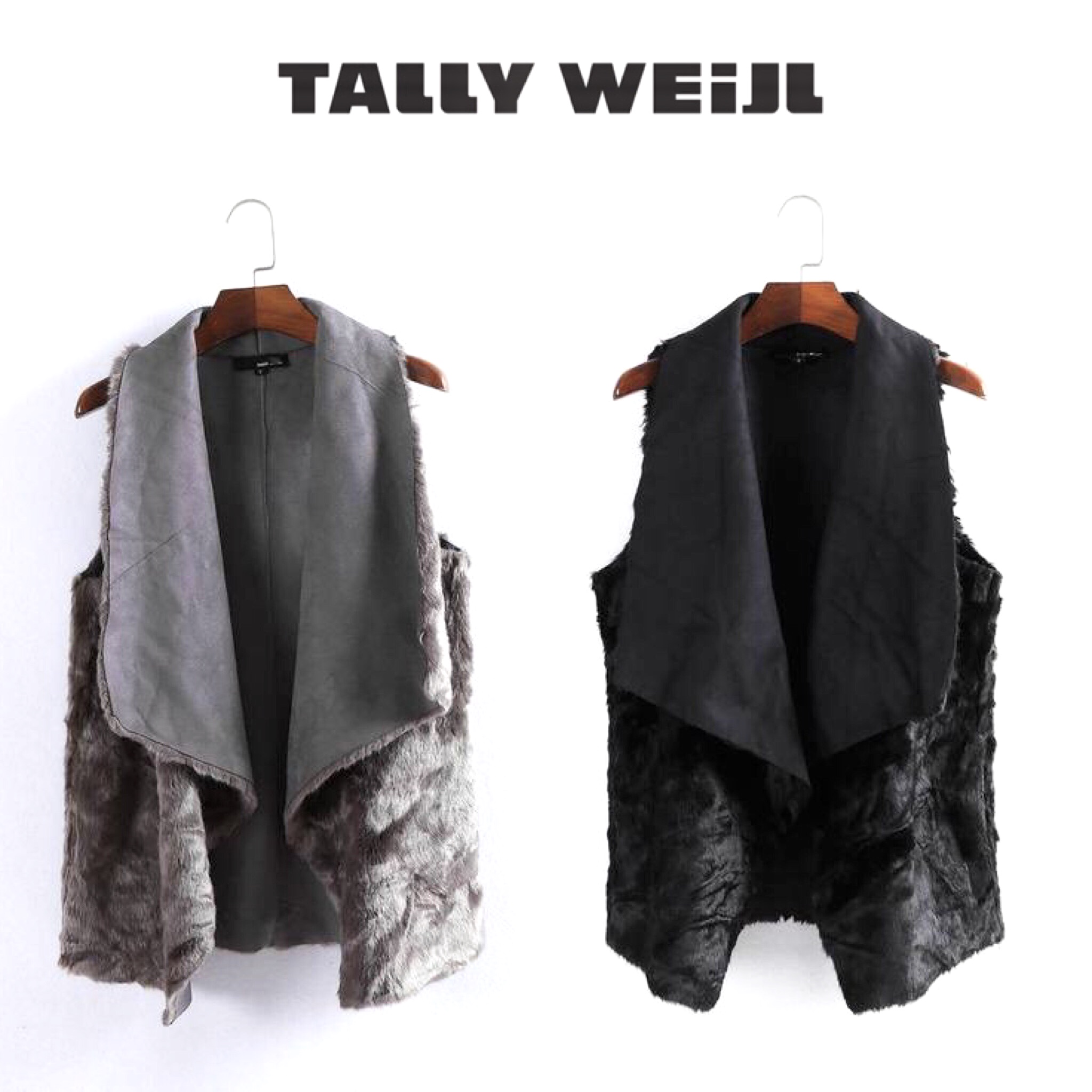 Tallyweijl เสื้อกั๊กแต่งขน กั๊ก ซับขนอุ่นด้านใน แบรนด์TALLY WEIJL สีดำ ทรงสวย ใส่แล้วผอมสวยมากมายค่า ดำ