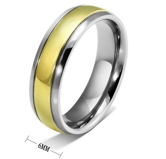 แหวน Titanium Steel แท้ แหวนผู้ชาย แหวนเงิน คาดทอง ตรงกลาง แหวนเกลี้ยง เงินสลับทอง ของขวัญให้แฟน แบบมีดีไซน์ ใส่ออกงาน หรู 890975