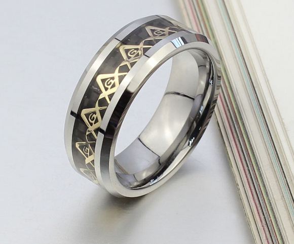 แหวนผู้ชาย แหวนช่าง แหวนวิศวะ สีดำ แหวน Tungsten carbide เลเซอร์ สัญลักษณ์ ช่าง ตัดขอบด้วยสีเงิน สุดหรู แหวนเท่ ๆ ให้แฟน 210531