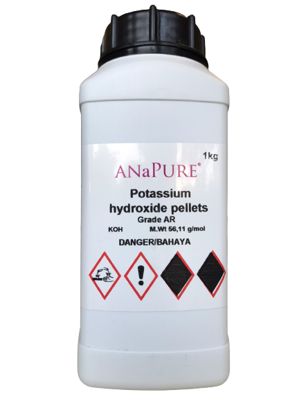 Potassium Hydroxide Pellets, AR 1Kg. ANaPURE™