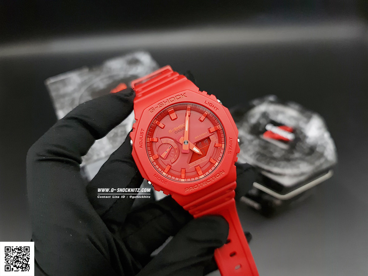CASIO MID YEAR SALE G-SHOCK นาฬิกาข้อมือ นาฬิกากันน้ำ นาฬิกาของแท้ ประกันศูนย์ CMG 1 ปี รุ่น GA-2100-4A นาฬิกาสีแดง
